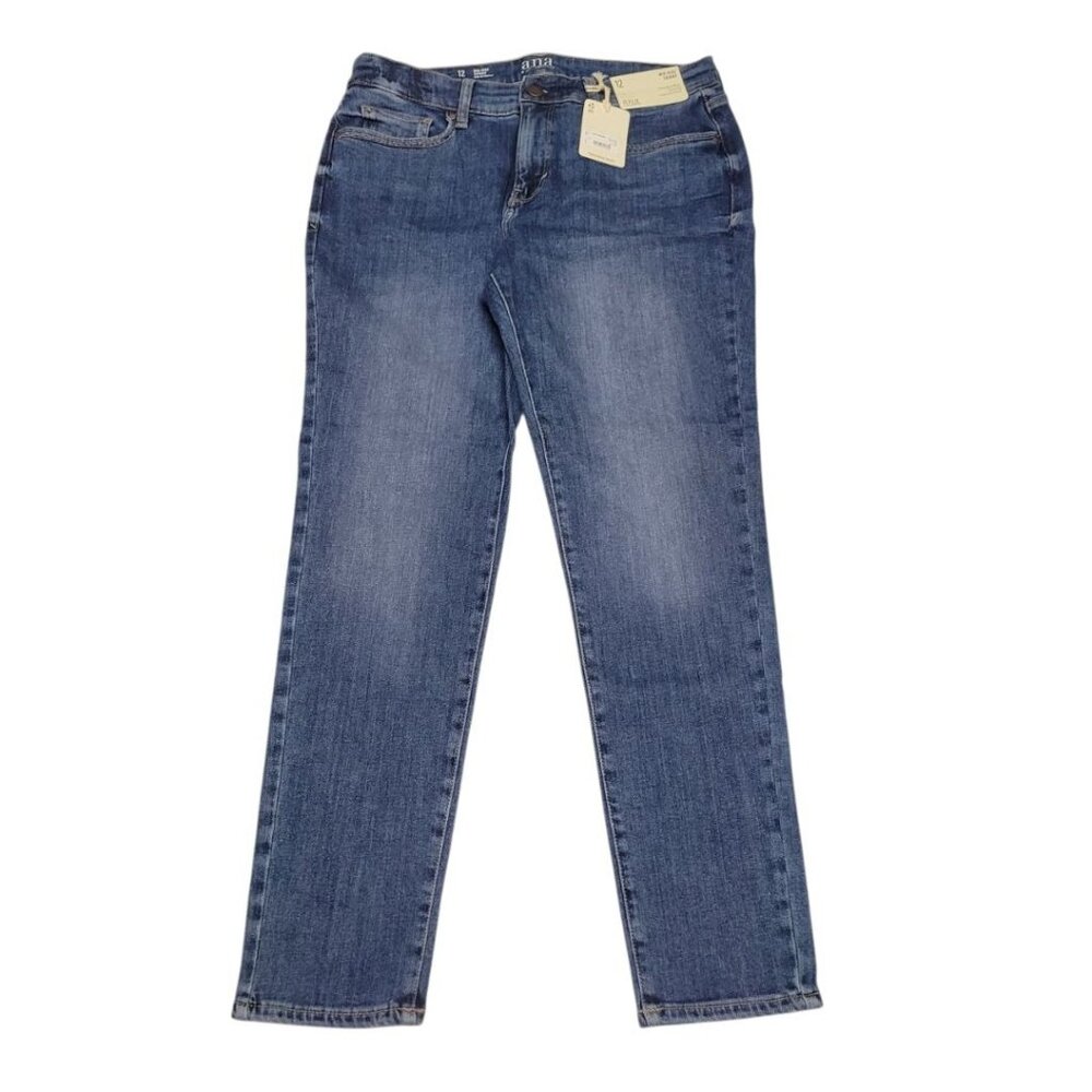 a.n.a. Skinny Jeans Midrise Soft Stretch Tags Fitted Hip Thigh Blue Denim 12 NWT